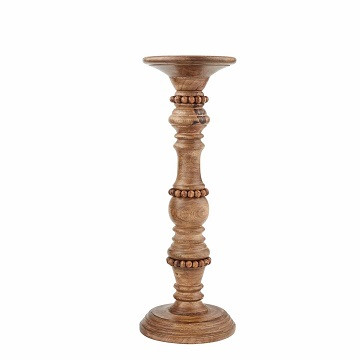 Mud Pie Gifts - Beaded Wood Candlestick Medium