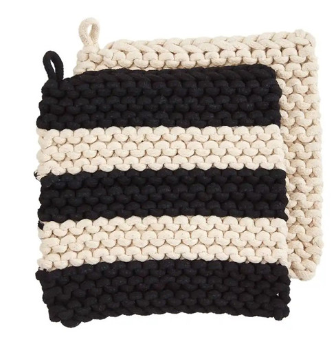Mud Pie Gifts - Stripes Crochet Pot Holder Set - Mud Pie Gifts