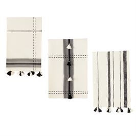 Mud Pie Vertical Black Tassel Towel