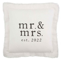 Square Mr And Mrs Est. 2022 Pillow Mud Pie