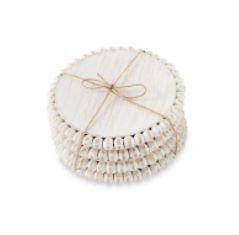 Mud Pie Gifts - White Beaded Wood Coaster - Mud Pie Gifts