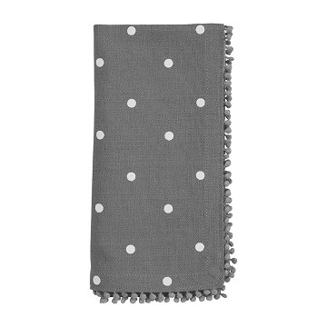 Mud Pie Gifts - Gray Dot Pom Napkin Set Of 4 - Mud Pie Gifts