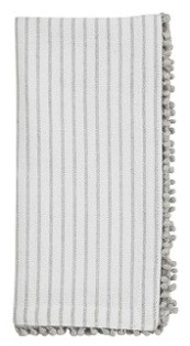 Mud Pie Gifts - Gray Stripe Pom Napkin Set - Mud Pie Gifts