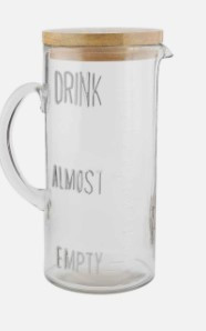 Glass Drink Pitcher Wood Lid   Mud Pie