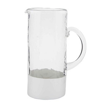 White Two Tone Glass Pitcher  Mud Pie
