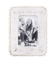 Mud Pie Gifts - 4X6 White Beaded Wood Frame