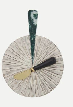 Mud Pie Gifts - Natural Round Marble Board Set