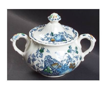 Blue Fruit Basket Mason Sugar And Lid