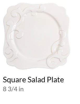 Arabesque White Square Salad Plate
