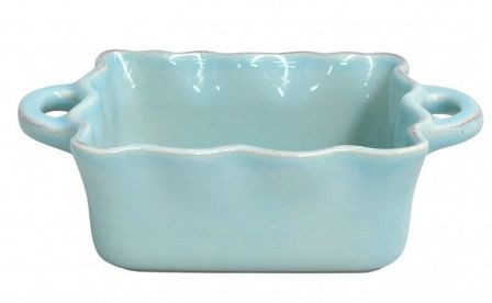 Square Ruffled RobinS Egg Blue Baker Casafina