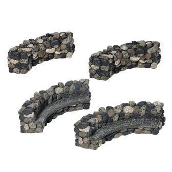 Village Accessories - Fieldstone Curved Wall -Bench