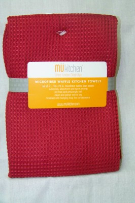 Waffle Microfiber Dishtowel Set Of 2 Red Mukitchen