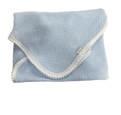 Reciving Blanket, Pom Pom Trim Blue/White Os Paty Inc