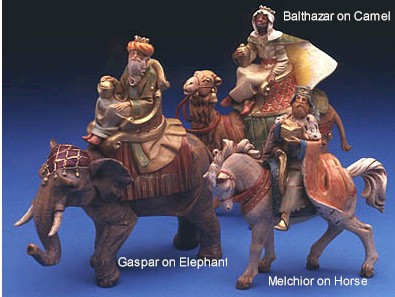 3 Pc. Set 5 Inch 3 Kings On Animals Fontanini By Roman