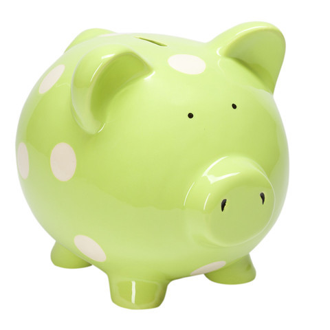 Classic Dot Piggy Bank Lime  Elegant Baby