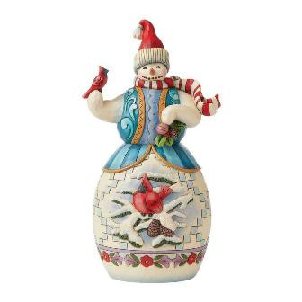 Snowman With Cardinal Figurine - Jim Shore Collectible