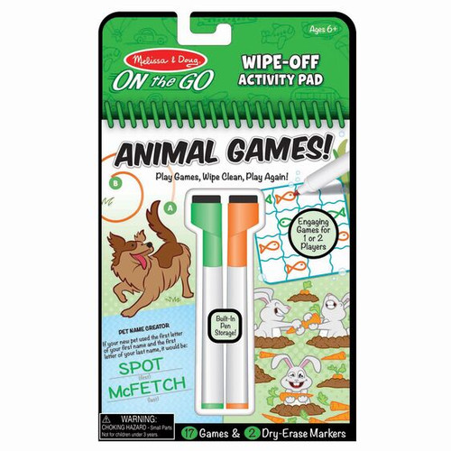 MELISSA AND DOUG ANIMAL GAMES - MELISSA AND DOUG ANIMAL GAMES WIPE OFF ACTIVITY PAD