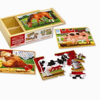 Melissa and Doug Farm Animals Puzzles In A Box