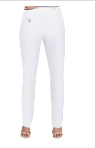 Wide Band Waist Long Pants Relaxed Leg Size 6 White Slimsati