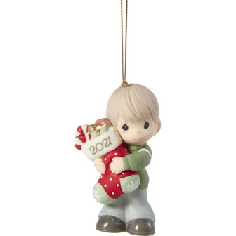 Precious Moments Dated 2021 Boy Christmas Ornament