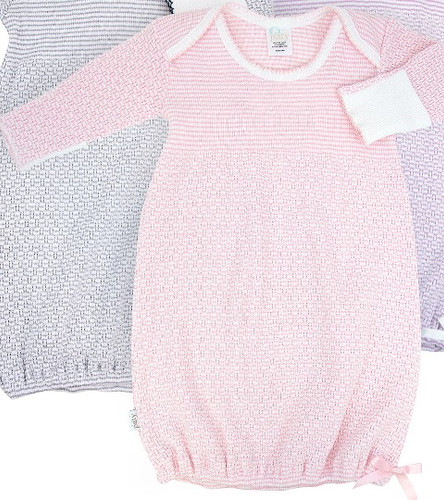 Long Sleeve Lap Shoulder Day Gown Pink 0 To 3 Months Paty
