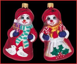 Snowman With Two Turtle Doves - Christopher Radko Ornament
