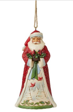 Santa Holding Cardinal Ornamen - Jim Shore Collectible