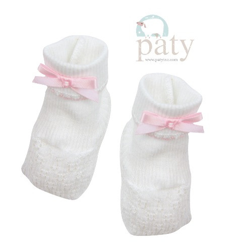 Booties With Bow White and Pink  Paty Inc