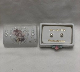 Mini Hopechest With Pearl Earr - Mini Hopechest With Pearl Earrings Retired Precious Moments