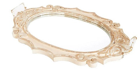 Antique Distressed Mirrored Tray White