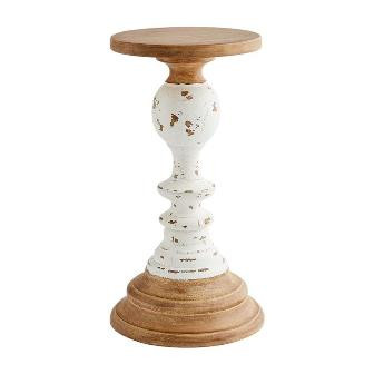 Mud Pie Gifts Small - Wooden  Rustic Candlestick