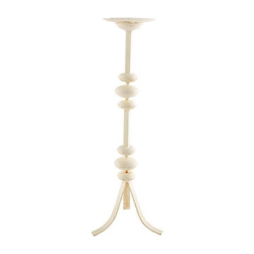 Medium White Distressed Candlestick  Mud Pie Gifts
