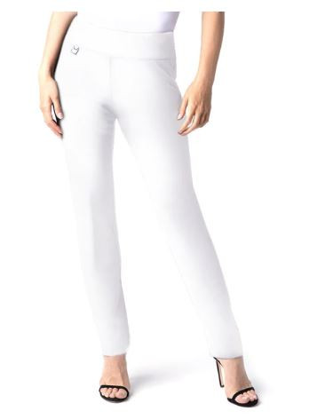 Pull On Solid Ease Y Fit Knit Narrow Leg Pant White Size 16W