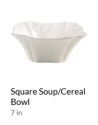 Arabesque White Square Soup Cereal Bowl