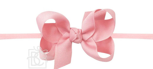 Pantyhose Headband  Pink 1/4 3.5 Med Grosgrain Bow Fits