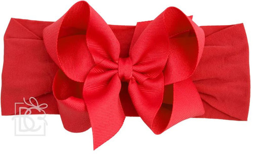Red Pantyhose Headband  4.5 Grosgrain Bow  3 Mo And Up