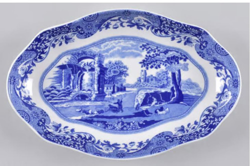 Blue Italian Spode Pickle Dish 1/2 X 5 1/2 Inch