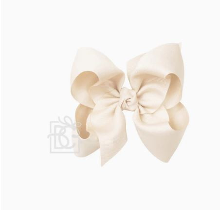 Nude Huge Grosgrain Bow With Knot 5 1/2 Inch Alligator Clip