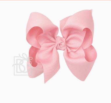 Pink Huge Grosgrain Bow With Knot 5 1/2 Inch Alligator Clip