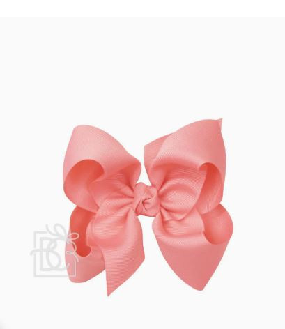 Shell Pink Huge Grosgrain Bow With Knot 5 1/2 Alligator Clip