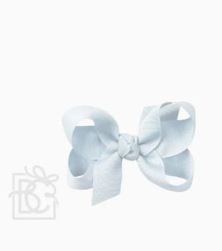 Powder Blue Grosgrain Bow W/Knot Medium Alligator Clip 3 1/2