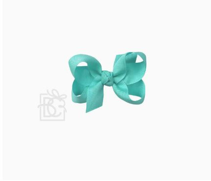 Aqua Grosgrain Bow W/Knot Medium  Alligator Clip 3 1/2 Inch