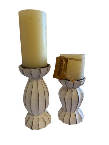 White and Brown Candlesticks  Small and Medium