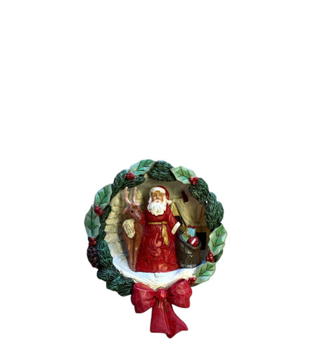 Santa with Reindeer and Wreath Ornament Jim Shore