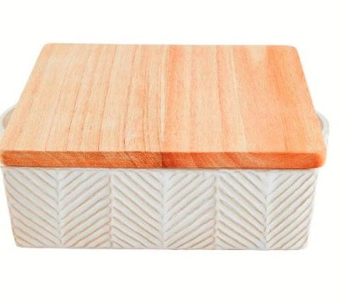 Stoneware Baker With Wood Lid