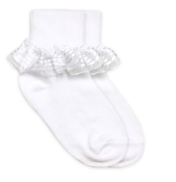 5 6.5 Jefferies Socks Stripe Lace Turn Cuff Socks