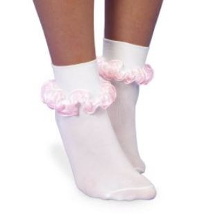 3 7 Size Shoe White With Pink Lace Socks