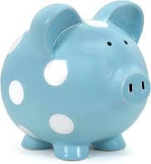 Polka Dot Childrens Piggy Bank Blue
