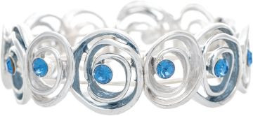 Silver Grey Blue Gem Circles Bracelet