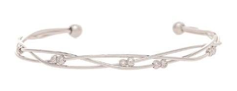 Silver Twist Wires Narrow Cuff Bracelet